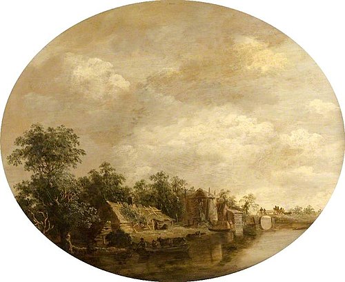 Cottages by a Canal, 1647, Jan van Goyen
