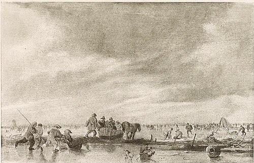 Skating on a Frozen River, 1640, Jan van Goyen