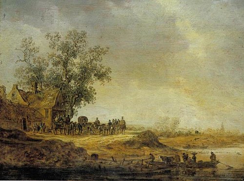 The Stop before the Inn, 1643, Jan van Goyen