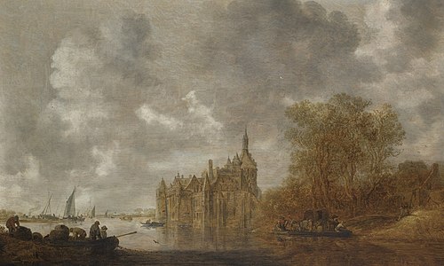 River Landscape with Castle and Ferry Boats, 1635, Jan van Goyen