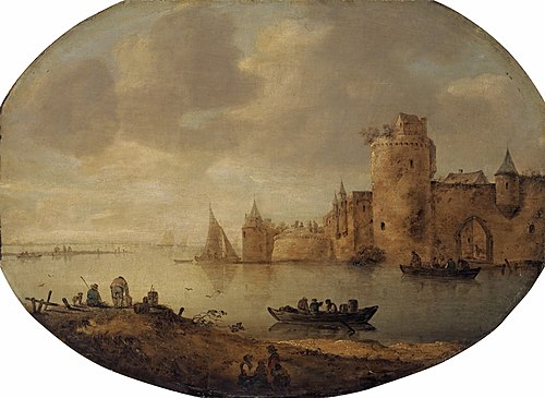 Baie avec vieille forteresse, 1650, Jan van Goyen