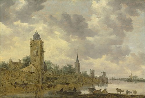 Landscape with City Wall and Lighthouse, 1647, Jan van Goyen