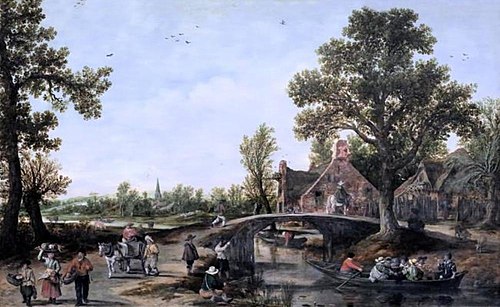 Canal Landscape in a Village, 1625, Jan van Goyen