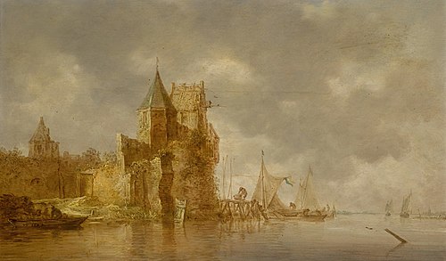 River landscape with a ruined river fortress, 1642, Jan van Goyen
