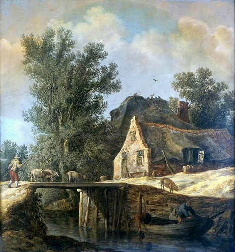 Cottages by the canal, 1638, Jan van Goyen