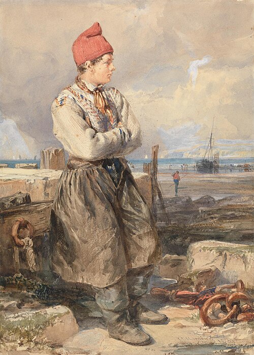 French Coast Scene with Fisherboy, 1829, James Duffield Harding