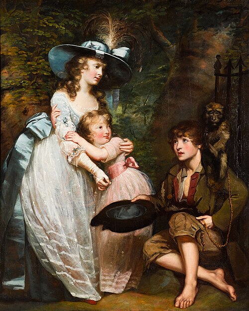 A Young Woman and Girl Offering Charity to a Kneeling Beggar Boy, , James Northcote
