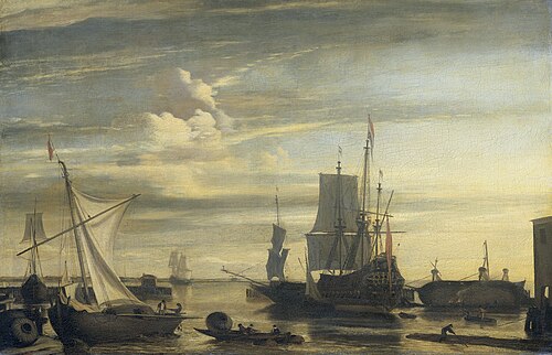 Harbor at Sunset, 1687, Jan Claesz Rietschoof