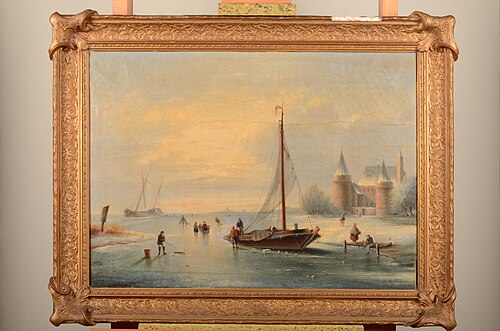 Zeegezicht, Binnenzee bij winter, , Jan Cornelis Hofman