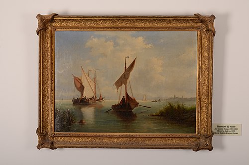 Zeegezicht met vaartuigen bij zomer, , Jan Cornelis Hofman