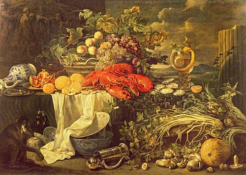 Still Life with a Monkey, 1780, Jan Jansz. de Heem