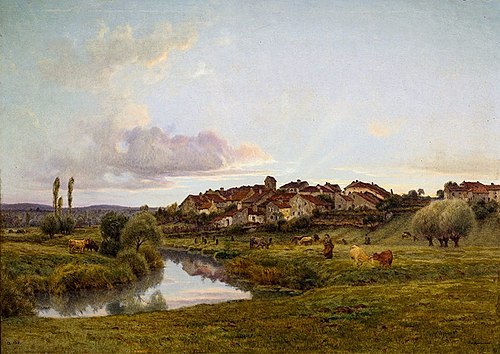 Saone River towards Lironcourt in the afternoon, 1850, Jan Monchablon