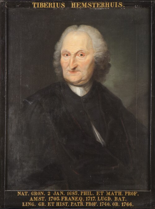 Portret van Tiberius Hemsterhuis, hoogleraar Grieks en Vaderlandse geschiedenis te Leiden, 1757, Jan Palthe