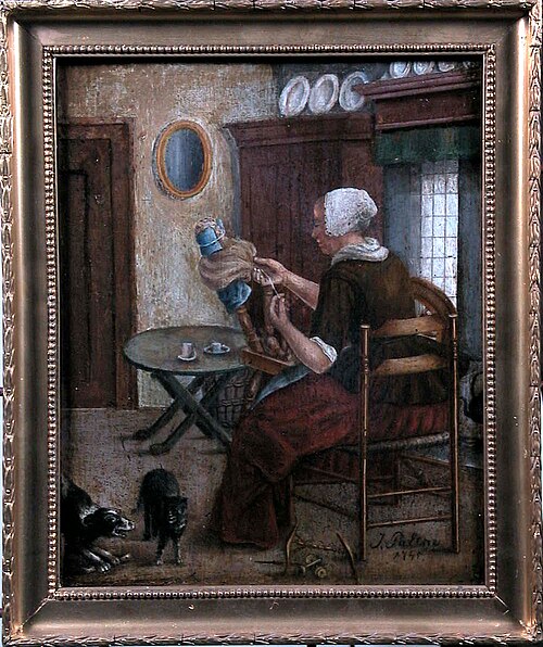 Vrouwtje aan spinnewiel., 1745, Jan Palthe