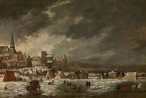The Frozen Scheldt in Antwerp, 1670, Jan Peeters