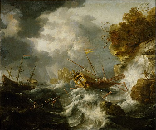 Ships in Trouble near the Coast, 1650, Jan Peeters