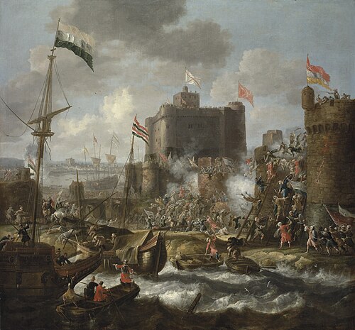 Ottoman forces attacking an islet fortress., 1667, Jan Peeters