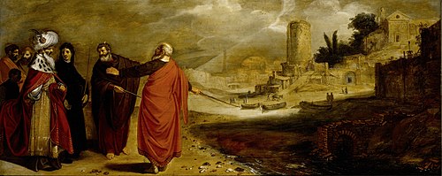 Aaron changing the water of the river into blood, 1610, Jan Symonsz. Pynas
