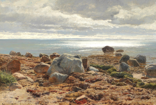 Large stones on a beach., 1890, Janus La Cour