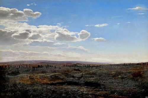 Tidlig sommermorgen ud over en eng,, 1861, Janus La Cour