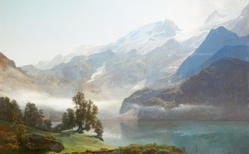 Morning at Lake Lucerne., 1872, Janus La Cour