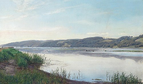 At the fiord on a summer day., 1863, Janus La Cour