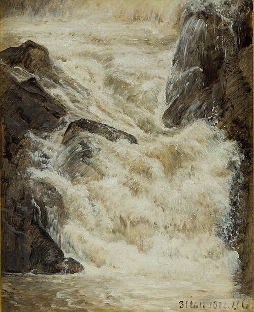 A study of a waterfall in Sweden, 1872, Janus La Cour