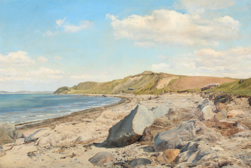 Parti fra Helgenæs med Mols bjerge i baggrunden, 1875, Janus La Cour