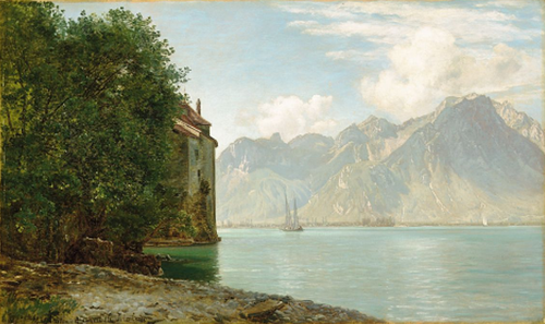 The Chillon Castle at Lake Geneva., 1876, Janus La Cour