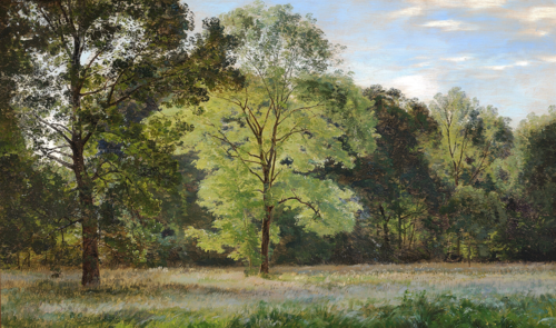 Open plains with tall trees., 1879, Janus La Cour