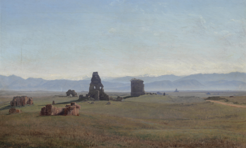 Parti fra den romerske campagne med Torre di Schiavi, 1880, Janus La Cour
