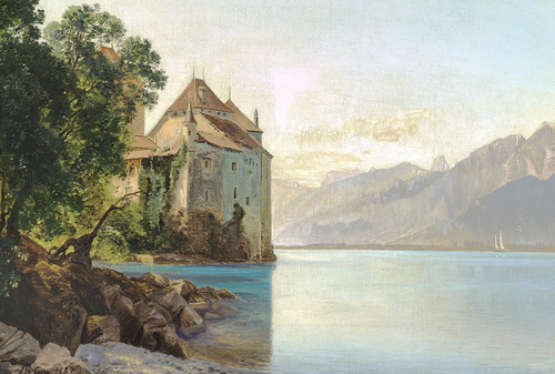 View of Lake Geneva., 1887, Janus La Cour