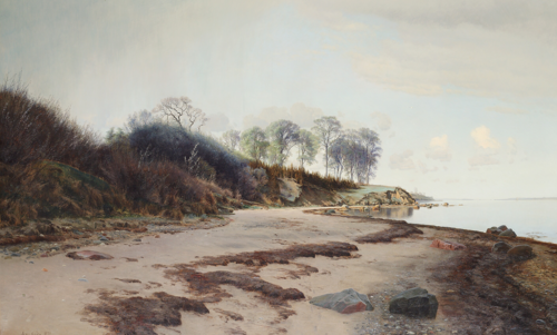 Quiet afternoon at Moesgaard Beach, Aarhus., 1891, Janus La Cour