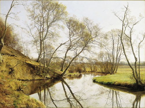 Springtime at the stream Skovmølleåen, Denmark., 1902, Janus La Cour