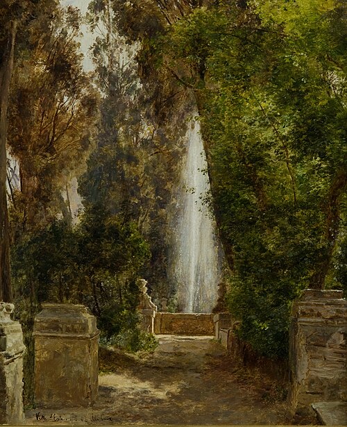 A fontain at the Villa d`Este in Tivoli, near Rome, 1908, Janus La Cour