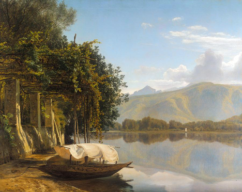 Lake Lugano at pont Tresa., 1875, Janus La Cour