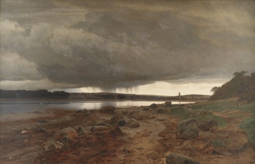 A Showery Landscape. Kalvø Vig, Jutland, 1883, Janus La Cour