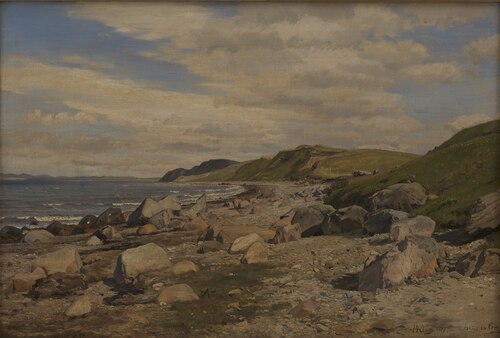 Strandparti ved Helgenæs, 1877, Janus La Cour
