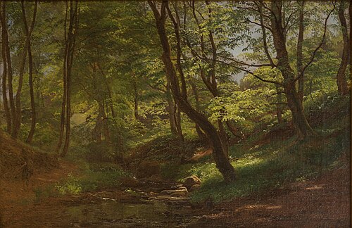 May Day with Trees in Leaf in the Marselisborg Woods, 1862, Janus La Cour