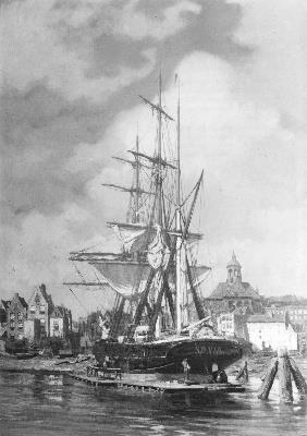 De scheepswerf 'Het wapen van Amsterdam', gezien over de Kattenburgervaart vanuit het Westen met op , 1889, Hendrik Willebrord Jansen
