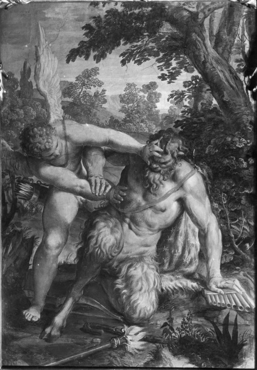 Cupid and Pan (Amor omina vincit), 1550, Agostino Carracci