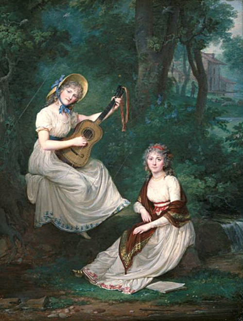 Les Demoiselles de Tourzel, assises près d'un ruisseau, , Jean-Antoine Laurent