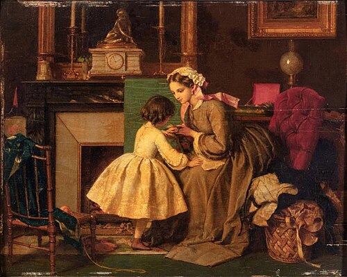 Lesson in Embroidery, 1862, Jean-Baptiste Antoine Emile Béranger