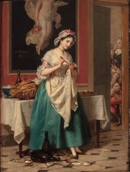 Girl Opening Oysters, 1864, Jean-Baptiste Antoine Emile Béranger
