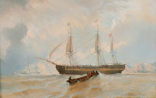 A Ship and a Longboat, , Jean-Baptiste Henri Durand-Brager