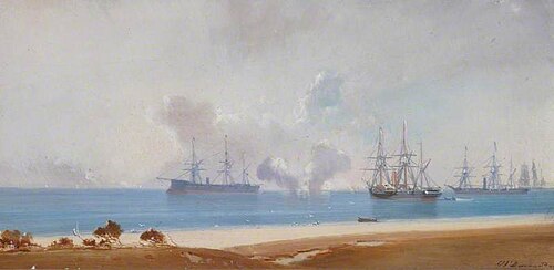 Ships Standing off a Beach, , Jean-Baptiste Henri Durand-Brager