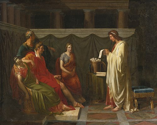 Virgil reading his Aeneid to Augustus, 1814, Jean-Bruno Gassies