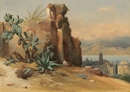 Ruines antiques audessus de Messine, 1842, Jean-Charles-Joseph Rémond