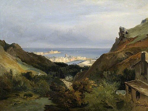 Paysage italien avec une vue sur le port, , Jean-Charles-Joseph Rémond