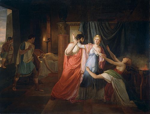 Proculeius preventing Cleopatra from stabbing herself, 1810, Jean-Eugène-Charles Alberti